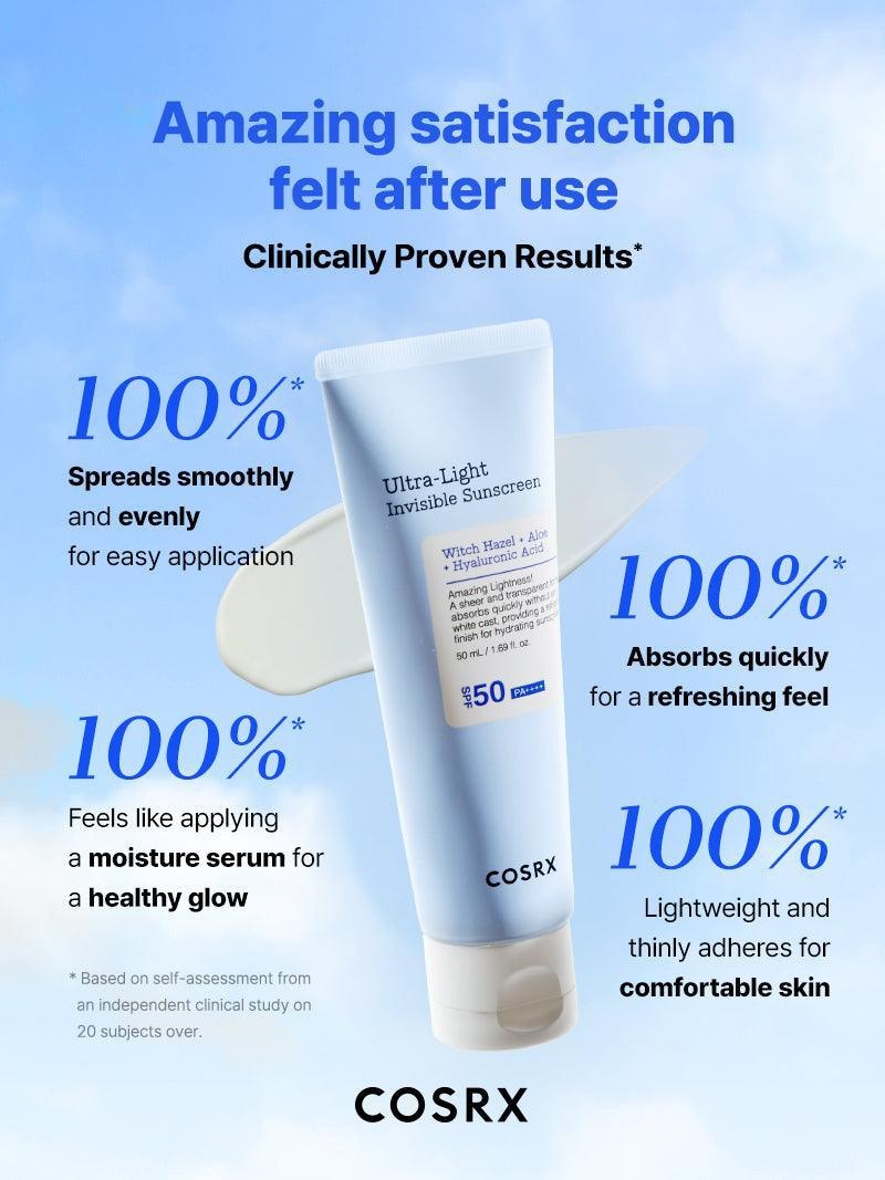 COSRX, Ultra Light Invisible Sunscreen, protecție solară pentru ten cu textură ușoară, 50 ml - 2 | YEO