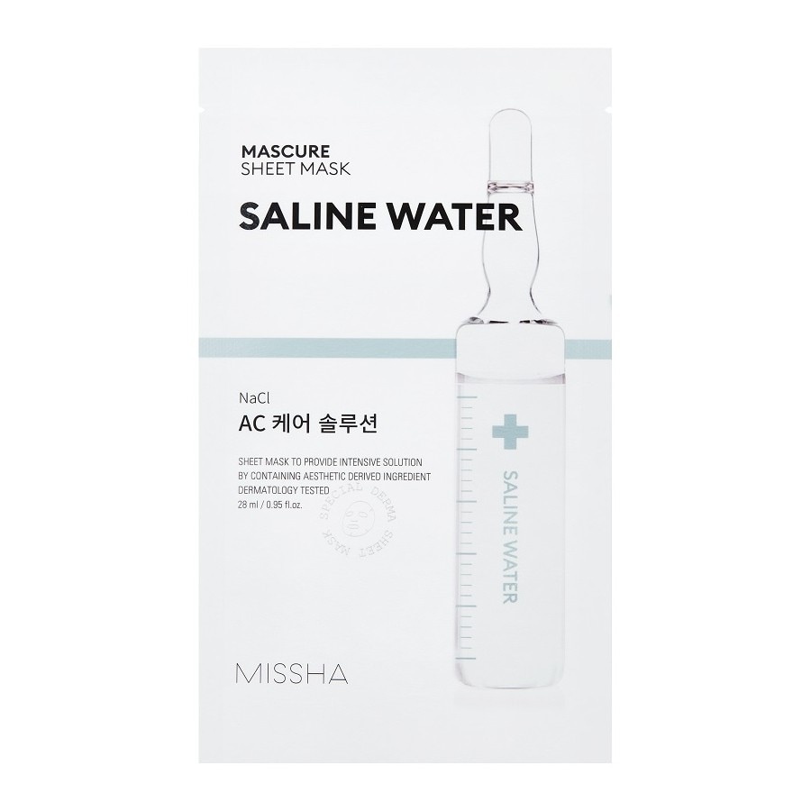 MISSHA, Mascure Sheet Mask Saline Water, mască tip folie cu apă salină, 28 ml
