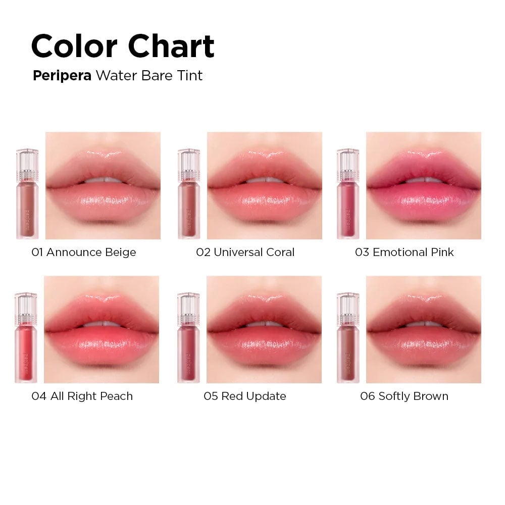 PERIPERA, Water Bare Tint 02 Universal Coral, luciu de buze, 3.7 g - 2 | YEO