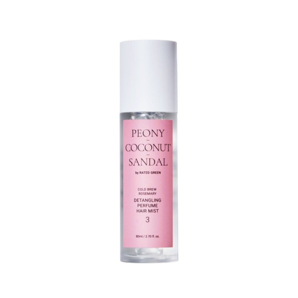 Rated Green, Detangling Perfume Hair Mist 03 (Peony-Coconut-Sandal), spray pentru descurarea părului, 80 ml
