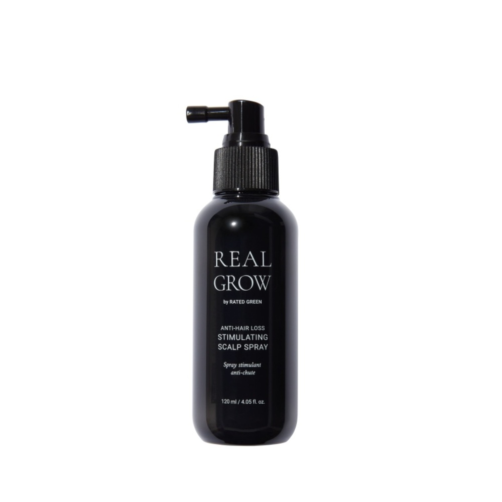 Rated Green, Real Grow Anti Hair Loss Stimulating Scalp Spray, spray stimulator împotriva căderii părului, 120 ml