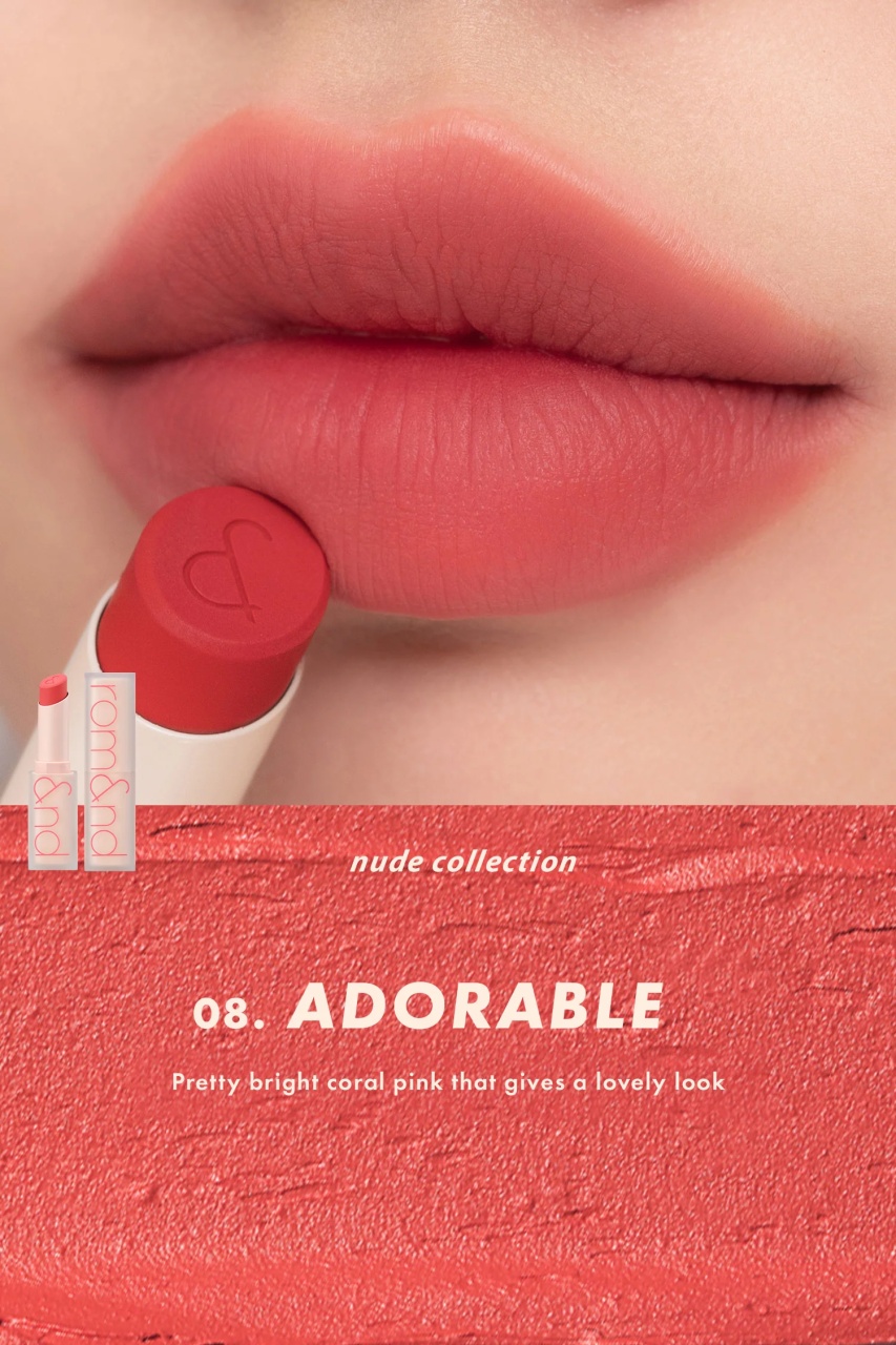 Rom&nd, Zero Matte Lipstick - 08 Adorable, ruj de buze mat , 3 g - 1 | YEO