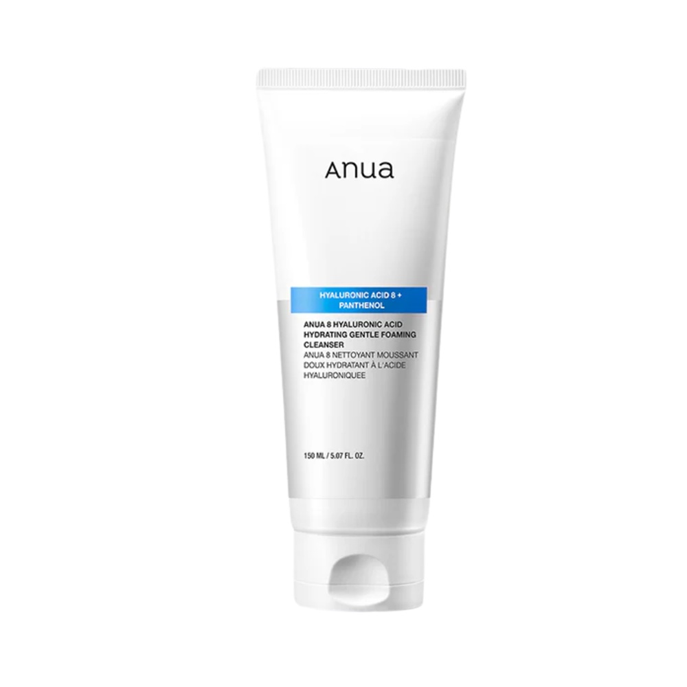 ANUA, 8 Hyaluronic Acid Hydrating Gentle Foaming Cleanser, cleanser hidratant și blând cu 8 tipuri de acid hialuronic, 150 ml
