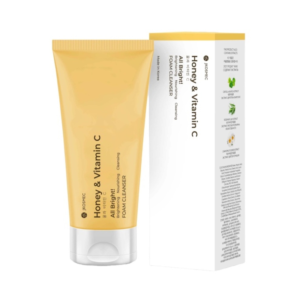 Jkosmec, All Bright Honey And Vitamin C Foam Cleanser, spumă de curățare cu miere și vitamina C, 180 ml - 1 | YEO