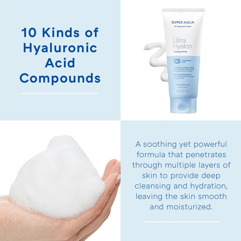 MISSHA, Super Aqua Ultra Hyaluron Foaming Cleanser, spumă de curățare , 200 ml - 1 | YEO