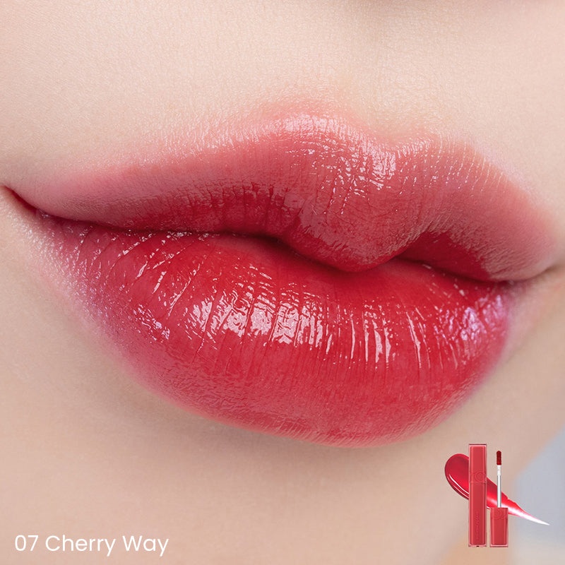 Rom&nd, Dewyful Water Tint - Water Lip Tint - 07 Cherry Way , gloss de buze pentru volum, 5 g - 1 | YEO