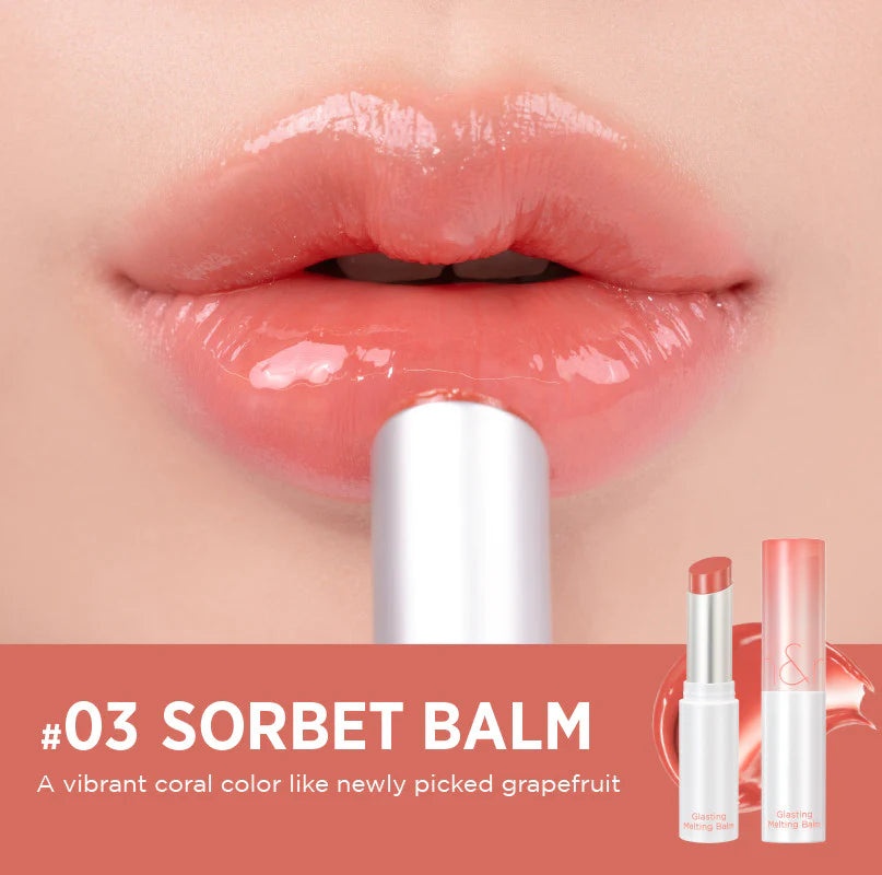 Rom&nd, Glasting Melting Balm - Glossy Lip Balm - 03 Sorbet Balm , balsam de buze hidratant cu luciu, 3.5 g - 1 | YEO
