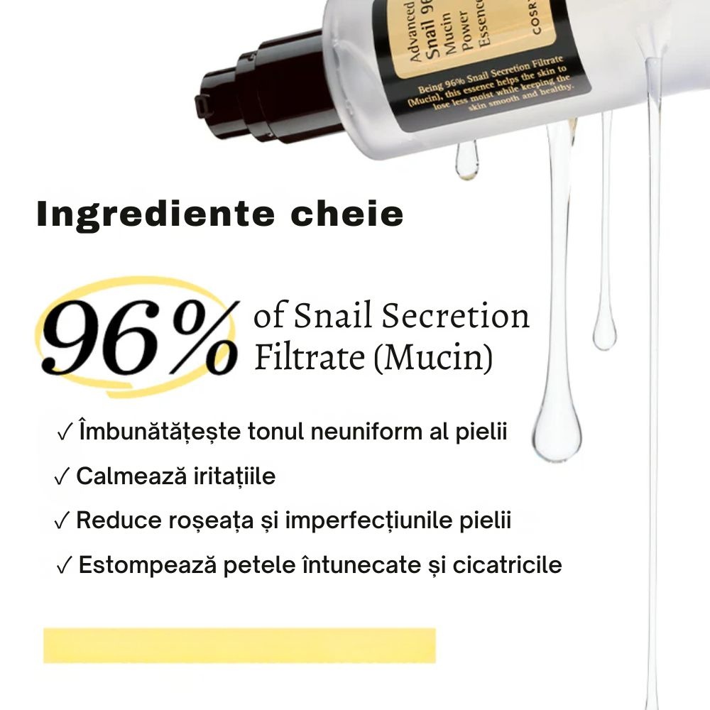 COSRX, Advanced Snail 96 Mucin Power Essence, loțiune tonică cu extract de melc , 110 g