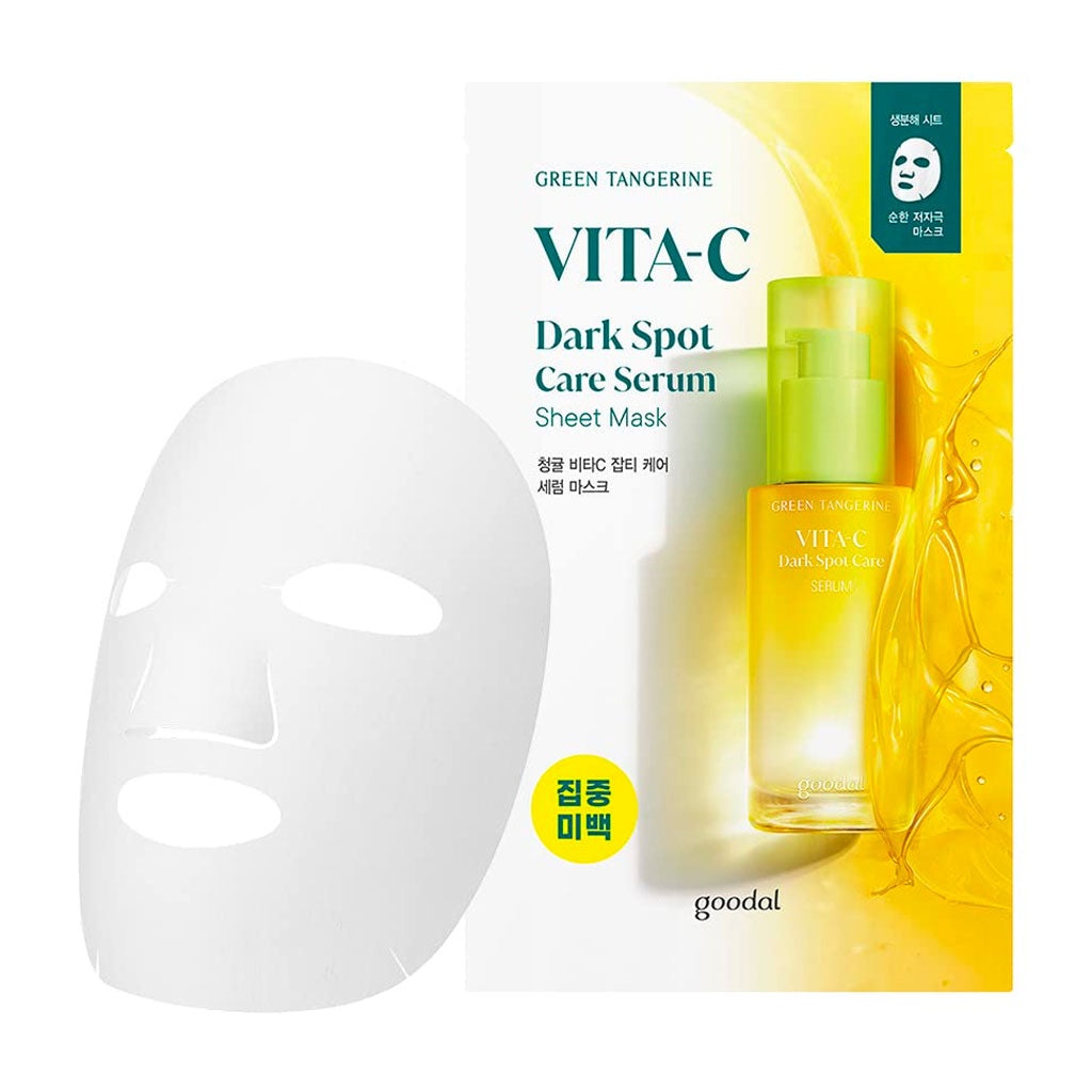 GOODAL, Green Tangerine Vita C Dark Spot Care Serum Sheet Mask, ser de îngrijire a petelor întunecate tip mască, 1 buc