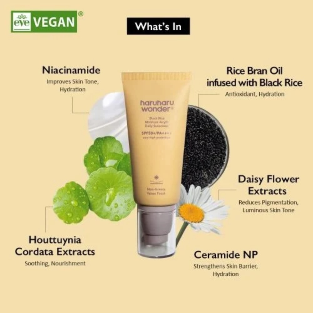 Haruharu Wonder, Black Rice Moisture Airyfit Sunscreen SPF 50+, cremă cu protecție solară, 50 ml - 2 | YEO
