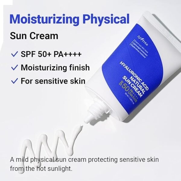 ISNTREE, Hyaluronic Acid Natural Sun Cream, crema cu protecție solară cu acid hialuronic, 50 ml - 2 | YEO
