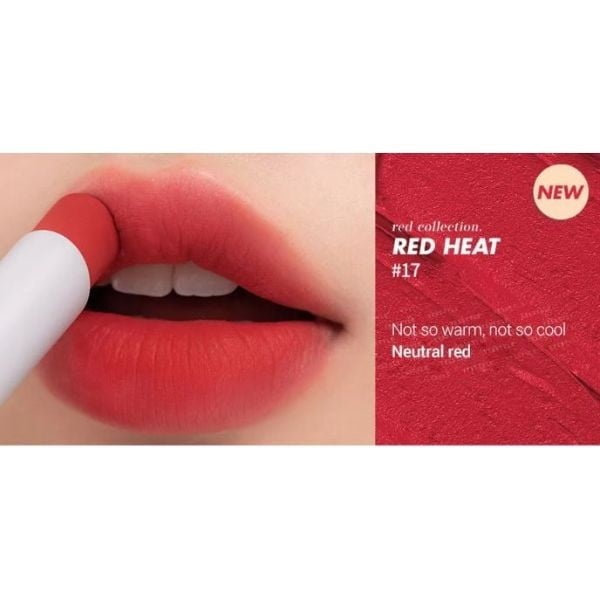 Rom&nd, Zero Matte Lipstick - 17 Red Heat , ruj de buze mat , 3 g - 1 | YEO