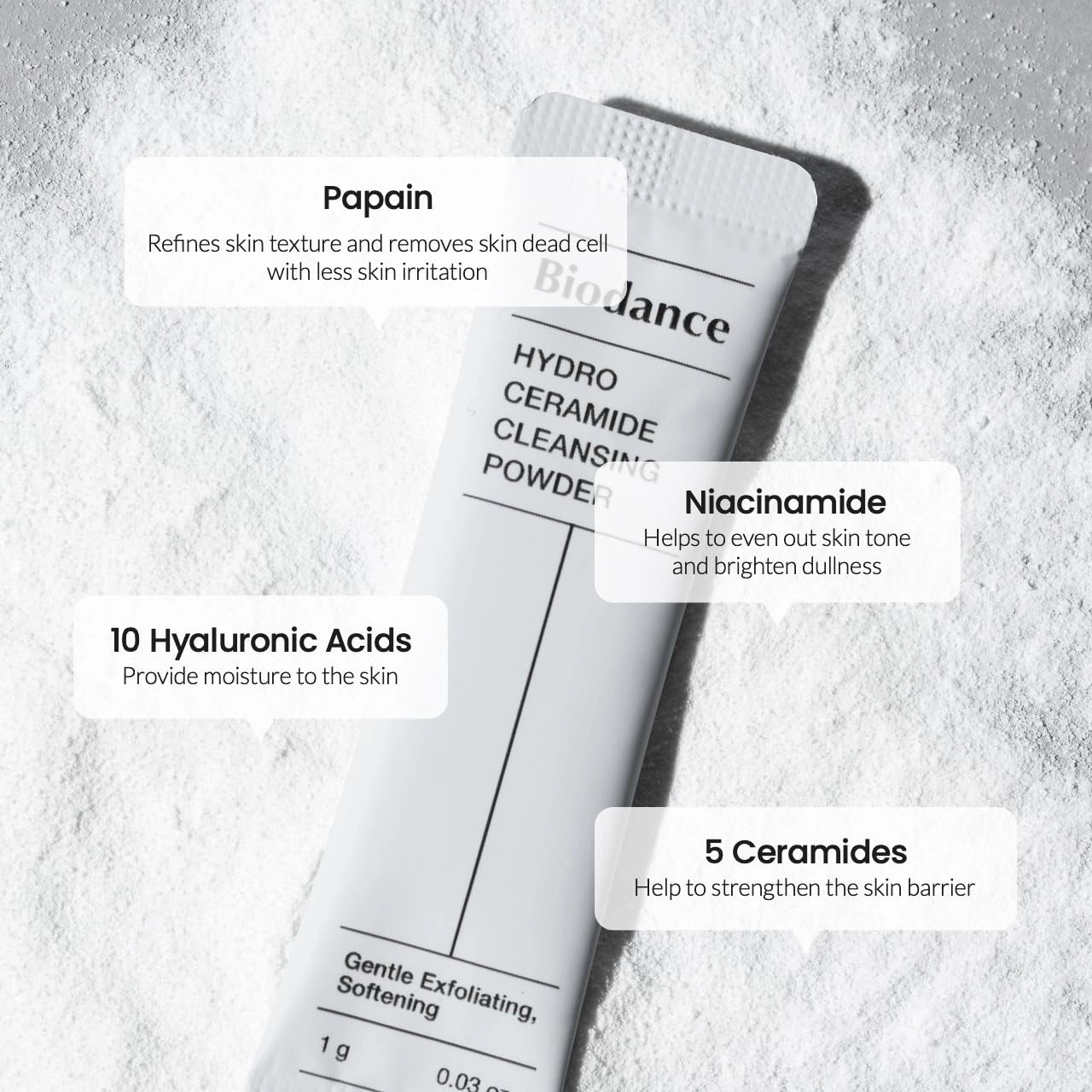 BIODANCE, Hydro Ceramide Cleansing Powder , pudră de curățare cu hidroceramidă, 1g x 30 buc - 2 | YEO