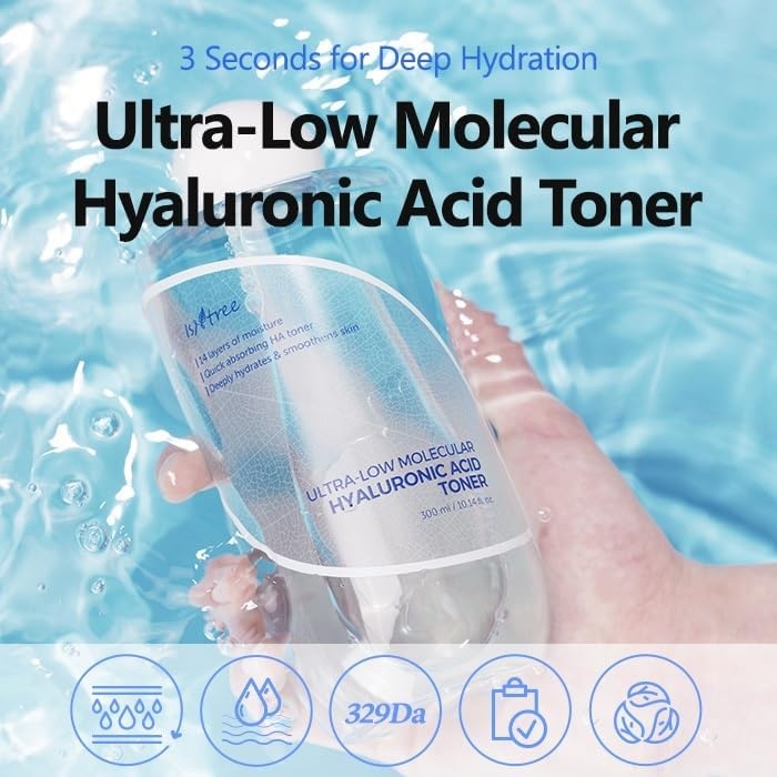 ISNTREE, Ultra-low Molecular Hyaluronic Acid Toner, toner cu acid hialuronic, 300 ml
