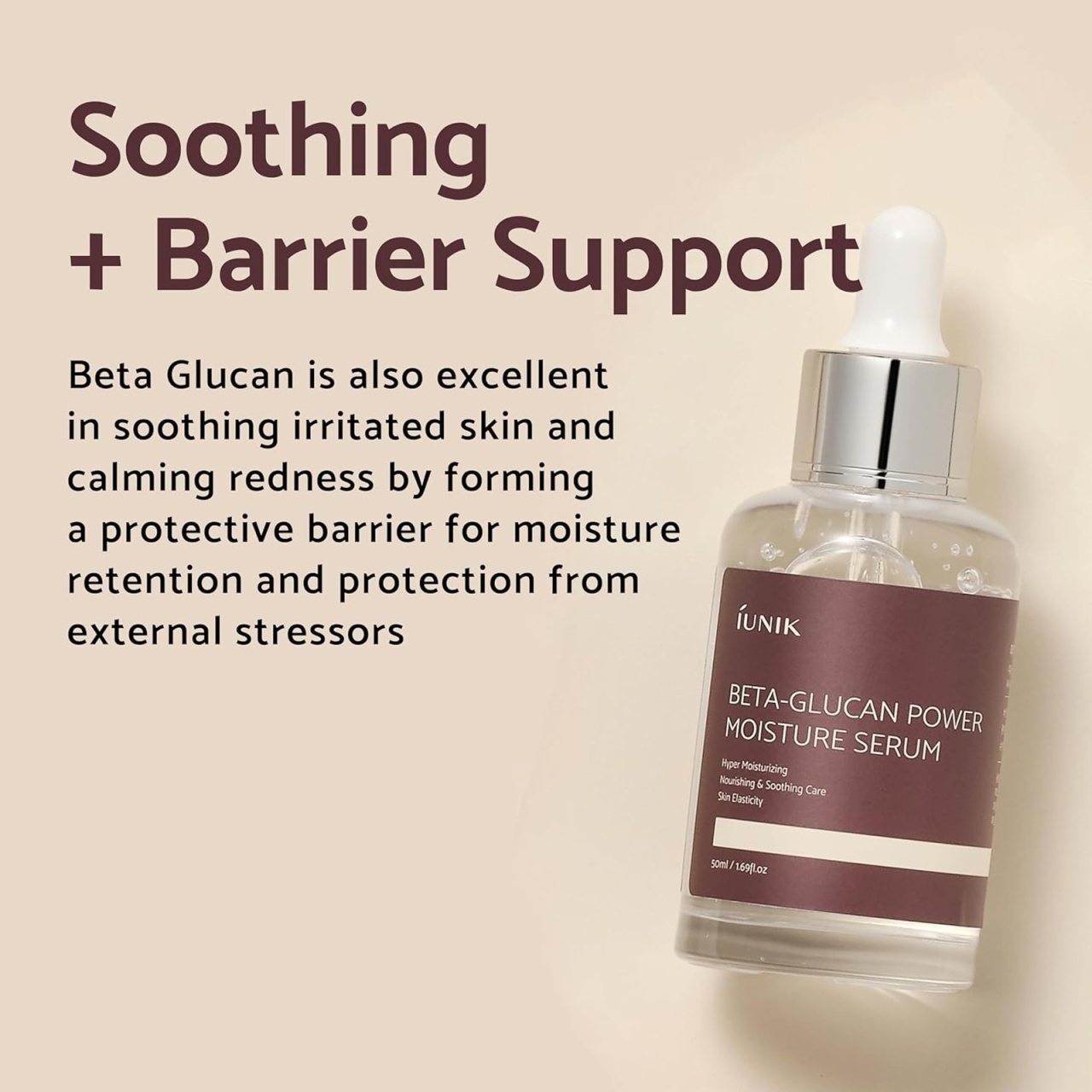 IUNIK, Beta Glucan Power Moisture Serum, ser hidratant de față, 50 ml - 2 | YEO