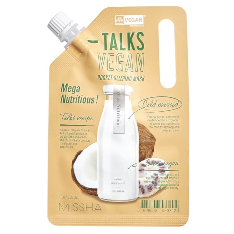 MISSHA, Talks Vegan Squeeze Pocket Sleeping Mask [Mega Nutritious], mască hrănitoare vegană, 10 g