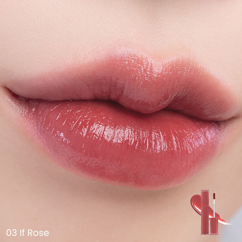 Rom&nd, Dewyful Water Tint - Water Lip Tint - 03 If Rose , gloss de buze pentru volum, 5 g - 1 | YEO