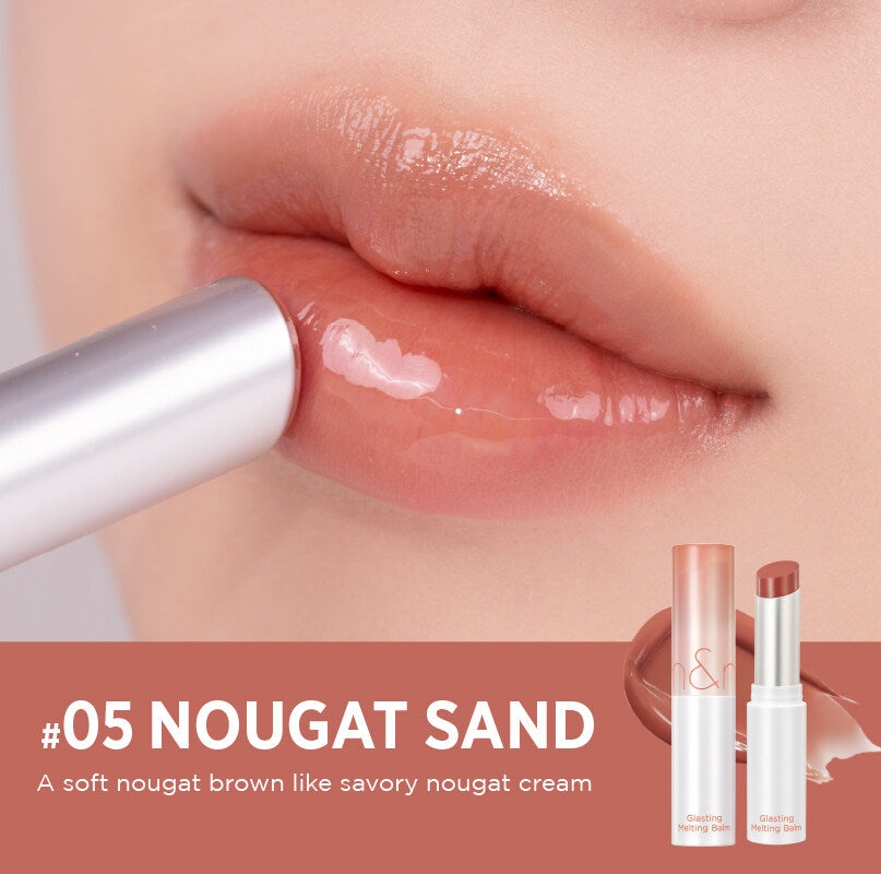 Rom&nd, Glasting Melting Balm - Glossy Lip Balm - 05 Nougat Sand , balsam de buze hidratant cu luciu, 3.5 g - 1 | YEO