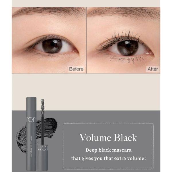 Rom&amp;nd, Han All Fix Mascara - Black Eyelash Mascara - Volume Black , mascara rezistentă la apă, 7 g