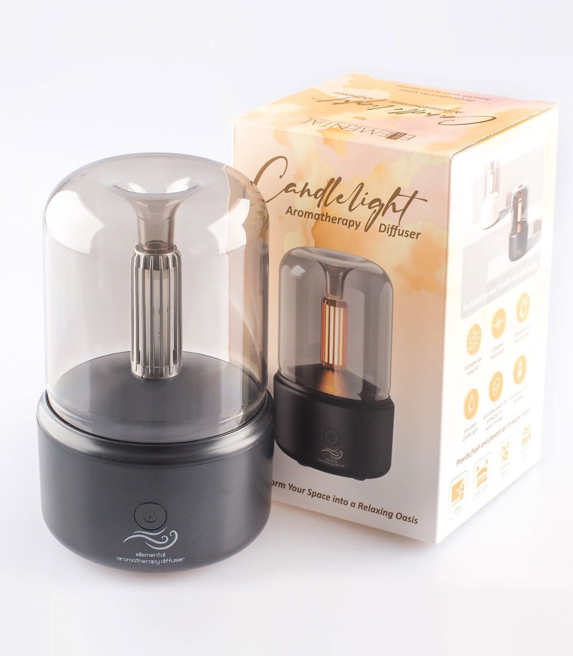 Ellemental, Difuzor de aromaterapie cu ultrasunete, Candlelight negru