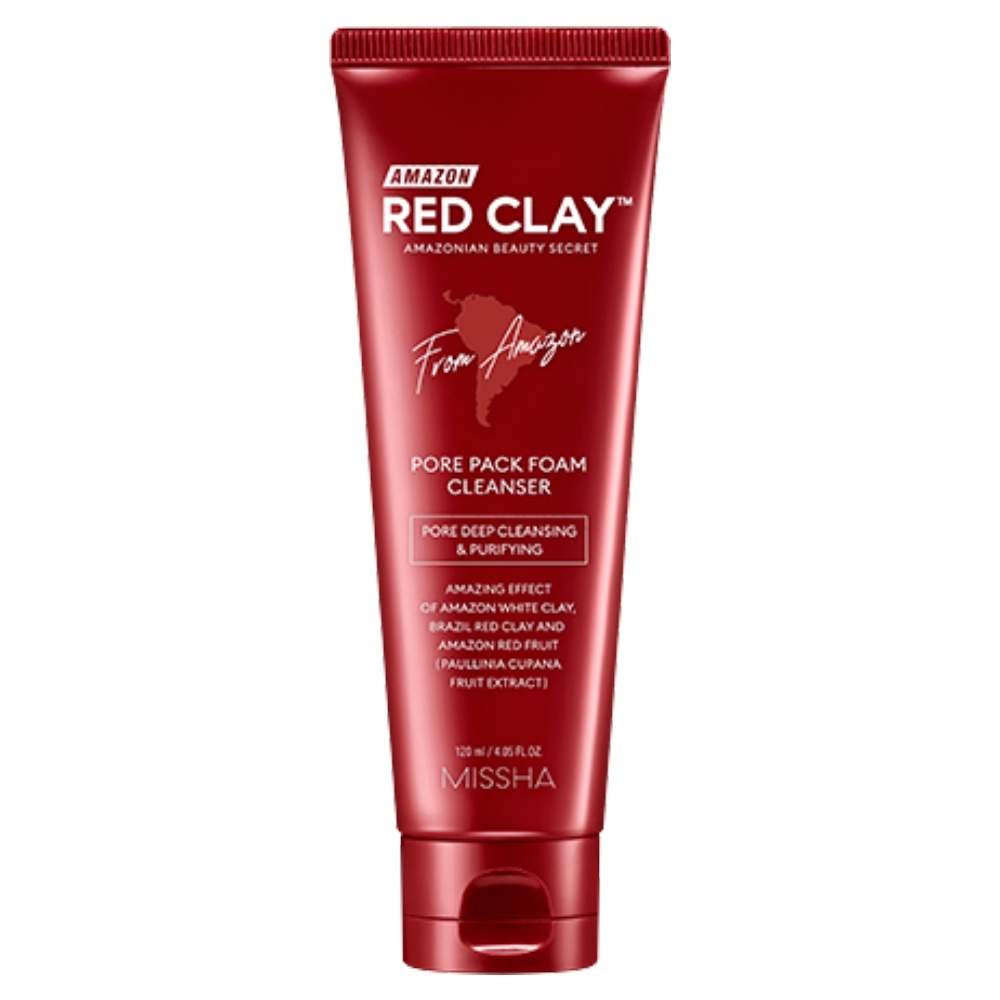 MISSHA, Amazon Red Clay™ Pore Pack Foam Cleanser, cleanser spumă cu argilă roșie amazoniană, 120 ml