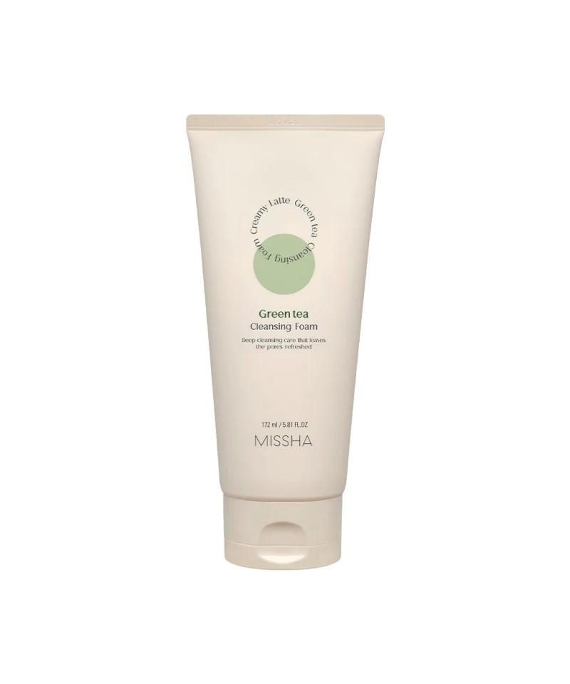 MISSHA, Creamy Latte Cleansing Foam [Green Tea], spumă de curățare tip latte cremos cu ceai verde , 172 ml