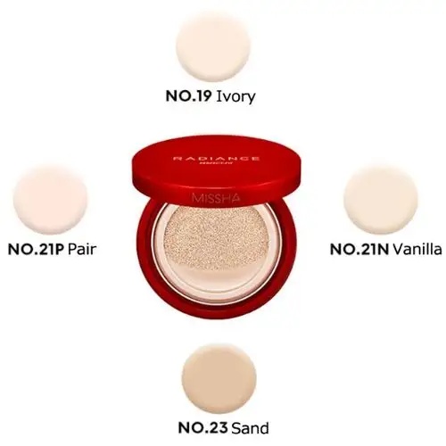 MISSHA, Radiance Perfect-fit Cushion #21N Vanilla SPF 50+ PA+++, fond de ten radiant cu protecție solară , 15 g - 1 | YEO