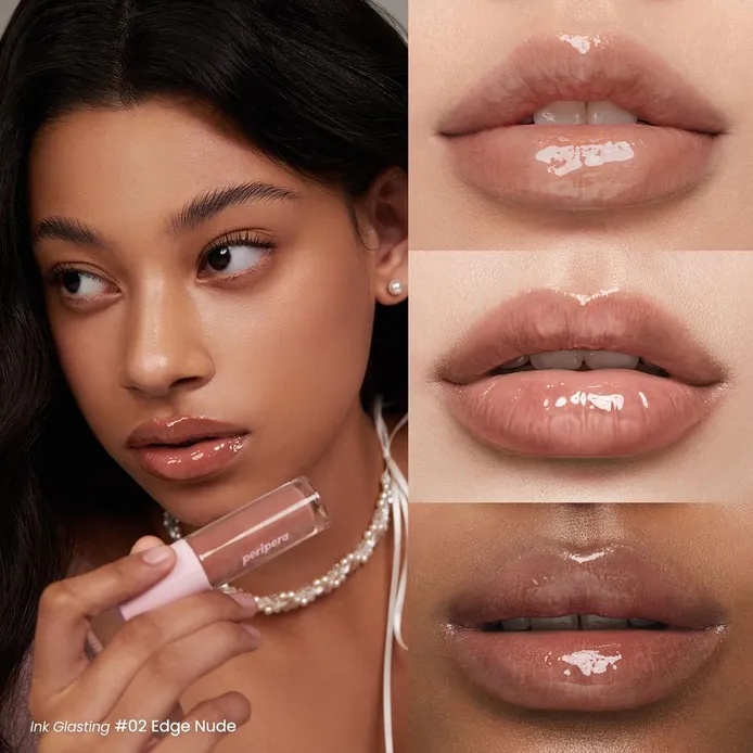 PERIPERA, Ink Glasting Lip Gloss 02 Edge Nude, luciu de buze, 4.5 ml - 2 | YEO