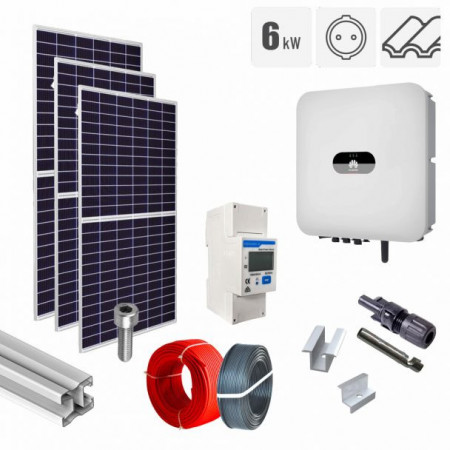 Kit fotovoltaic 6.56 kW on-grid, panouri QCells, invertor monofazat Huawei, tigla ceramica ondulata