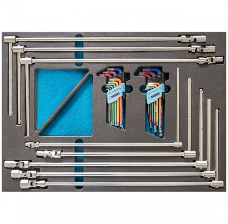 Set chei torx, imbus si chei tubulare articulate in "T" TM01/010, Fervi