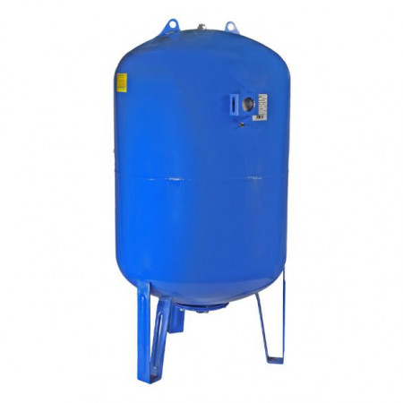 Vas de expansiune vertical Wassertechnik WTH500VMBLUE, apa rece, volum 500 l, presiune max.10 bari, cu suport, manometru