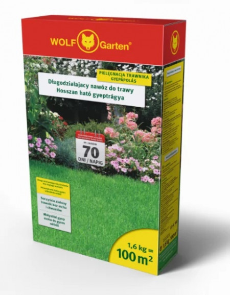 WOLF-Garten Fertilizzante Lunga Durata Per Prati - Effetto 70 Giorni, LD 300 A, Sacchetto Pratico Con Versatore, 4008423859836