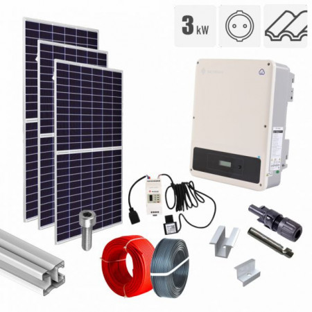 Kit fotovoltaic 3.28 kW on grid, panouri QCells, invertor monofazat GoodWe, tigla ceramica ondulata