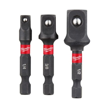 Set 3 adaptoare Shockwave pentru chei tubulare, hex 1/4" - patrat 1/4" / 3/8" / 1/2", MILWAUKEE®