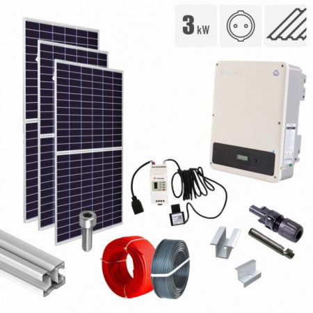 Kit fotovoltaic 3.28 kW on grid, panouri Jinko Solar, invertor monofazat GoodWe, tigla metalica