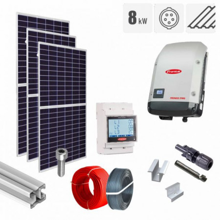 Kit fotovoltaic 8.2 kW, panouri Jinko Solar, invertor trifazat Fronius, tigla metalica