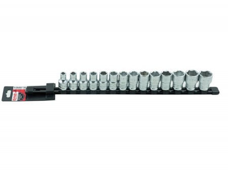 Set 14 capete chei tubulare 1/2” SH pe suport metalic L 483 mm