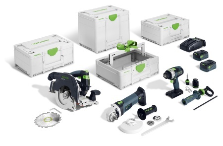Set cu acumulatori Combo pentru construcţii din lemn HKC 55/TPC 18/AGC 18/TB M 137, Festool