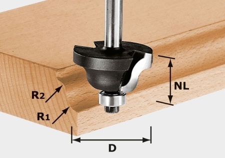 Freză de profilat (rază dublă) HW S8 D31,7/R4/R4, Festool