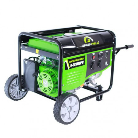 Generator de curent pe benzina Greenfield G-EC6100PW, portabil, monofazat, 4.5 kVA, roti de transport