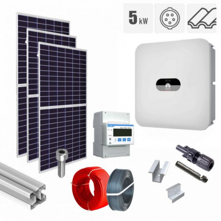 Kit fotovoltaic 5.74 kW, panouri QCells, invertor trifazat Huawei, tigla ceramica ondulata
