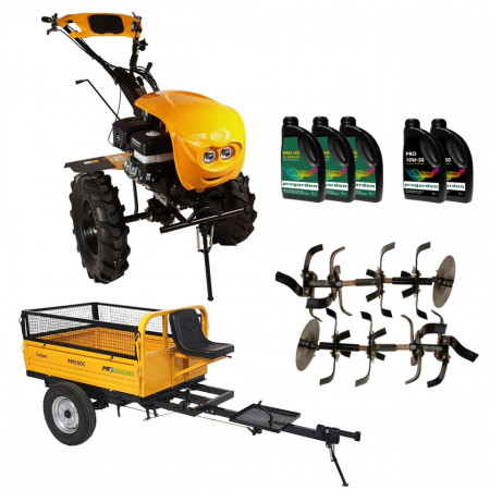 Pachet motocultor Campo 1853, benzina, EURO5, 18CP, 2+1 trepte, remorca 500kg, ulei motor si transmisie incluse