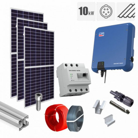 Kit fotovoltaic 10.66 kW on-grid, panouri Jinko Solar, invertor trifazat SMA, tigla metalica