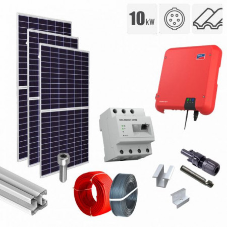 Kit fotovoltaic 10.66 kW on grid, panouri QCells, invertor trifazat SMA, tigla ceramica ondulata