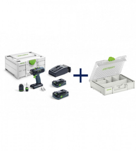 Masina de gaurit si insurubat cu acumulatori T 18+3 HPC 4.0 I-PLUS cu 2 acumulatori,incarcator, ORGANIZER EDITION, Festool