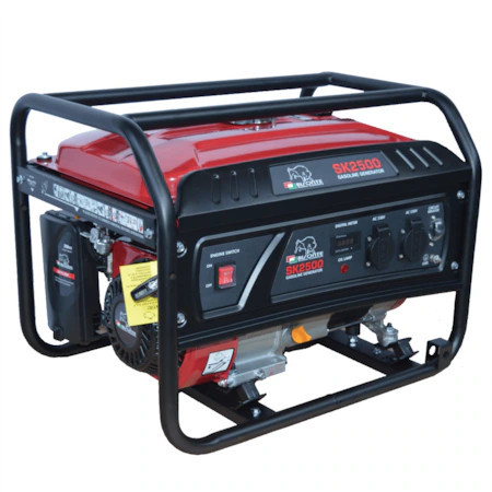 Generator curent electric Bisonte SK2500, 7 CP, 2200 W, 208 CC, 4 timpi, 8.7 A amperaj nominal, 230 V, regulator tensiune AVR, demaraj la sfoara, 11 ore autonomie maxima, 15 l benzina
