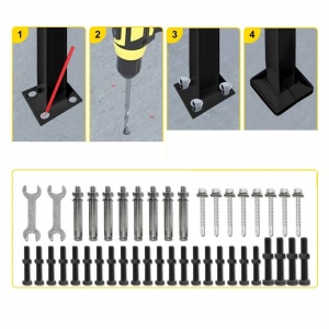 Balustrada fier forjat, 4-5 trepte Vivatechnix Negru Mat, Inaltime 99.8 cm, lungime 144.7 cm, pozitii reglabile - Img 7