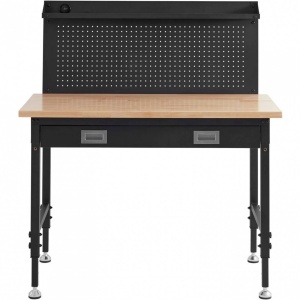 Banc de lucru cu sertar, Inaltime reglabila 71-100 cm, Lumina led, 4 x Priza AC, 2 x USB, max 900 kg, Blat stejar - Img 2