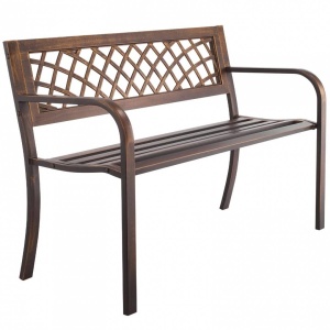 Banca cu cadru metalic otel, Bronz antic, Lungime 116 cm, max 250 kg, 2 persoane