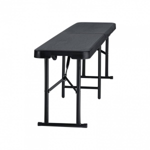 Banca pliabila 1830x307x430 mm, HDPE si Otel, pentru gradina sau catering, Negru - Img 3